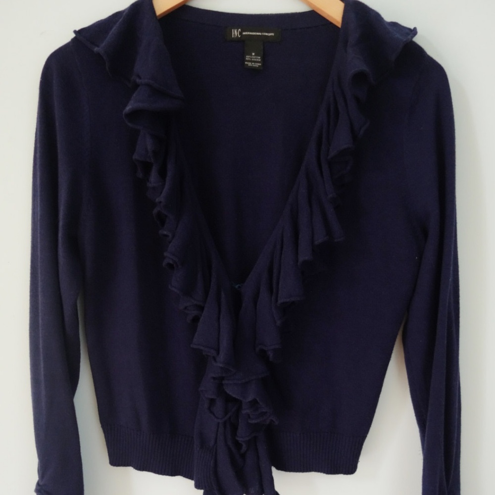 INC navy blue knit cardigan